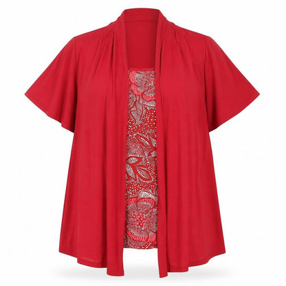 Womens UK Size 20 Classic Red Basic Blouse