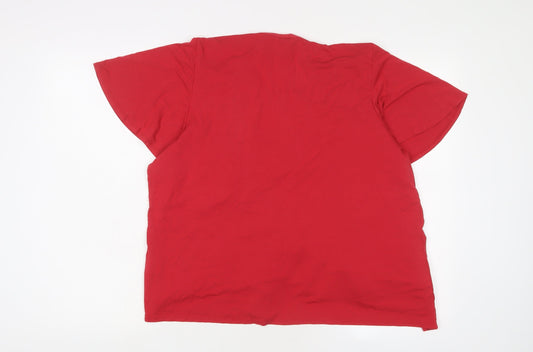 Womens UK Size 20 Classic Red Basic Blouse