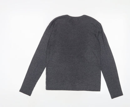 alibi Womens Grey Polyester Basic T-Shirt Size M Crew Neck