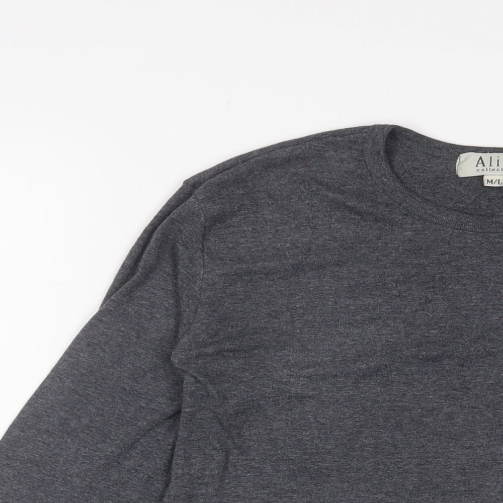 alibi Womens Grey Polyester Basic T-Shirt Size M Crew Neck