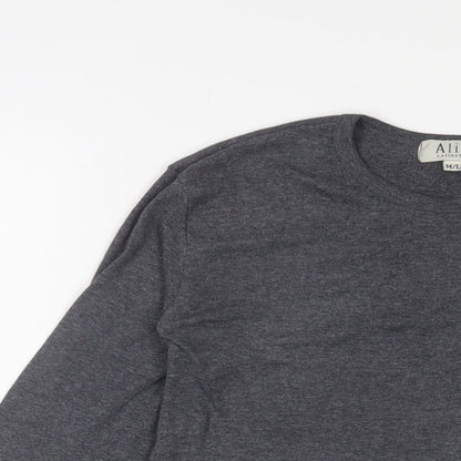 alibi Womens Grey Polyester Basic T-Shirt Size M Crew Neck
