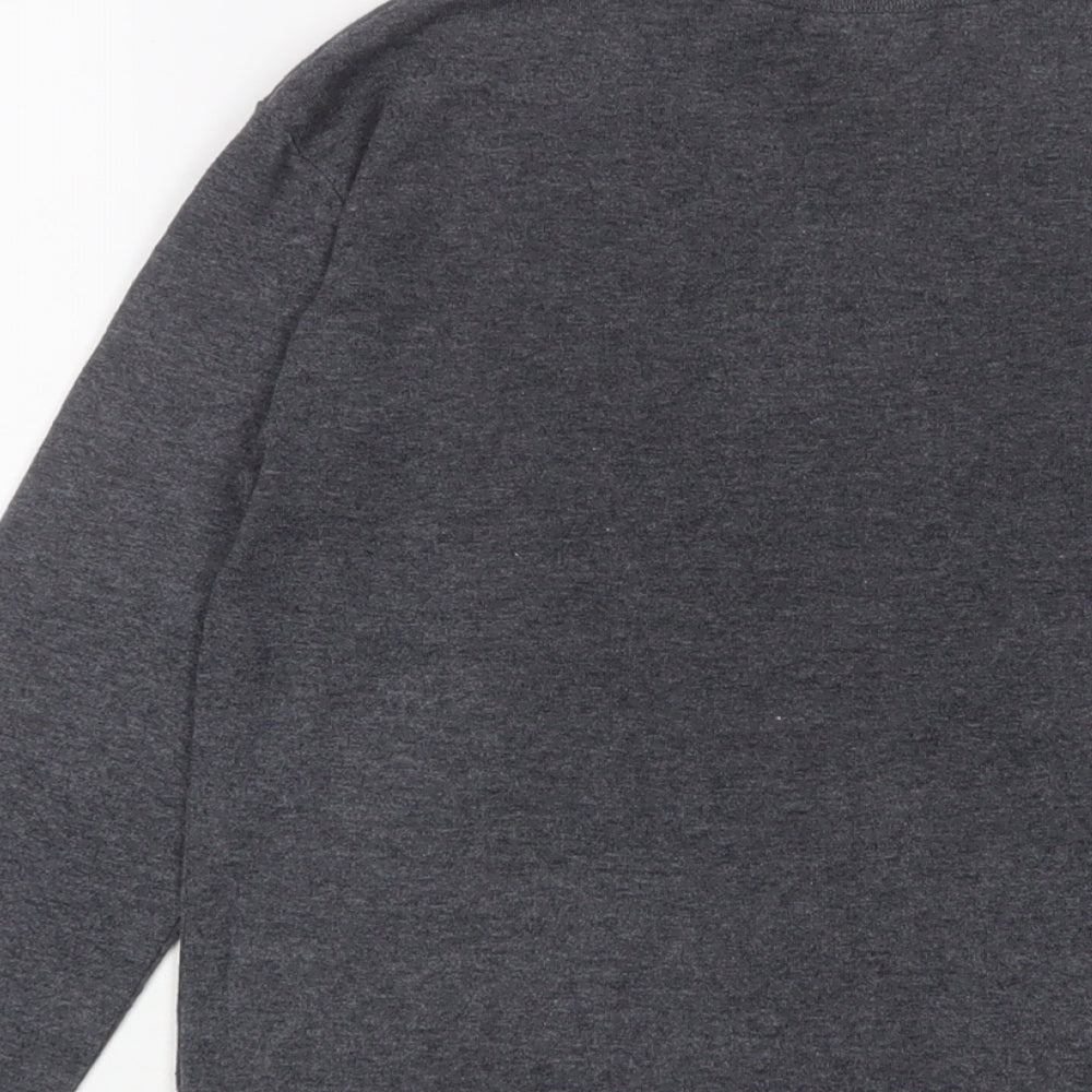 alibi Womens Grey Polyester Basic T-Shirt Size M Crew Neck