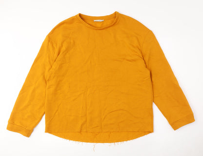 Zara Women's Orange Pullover Sweatshirt Size L