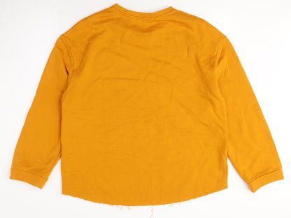 Zara Women's Orange Pullover Sweatshirt Size L