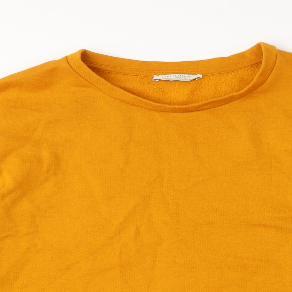 Zara Women's Orange Pullover Sweatshirt Size L