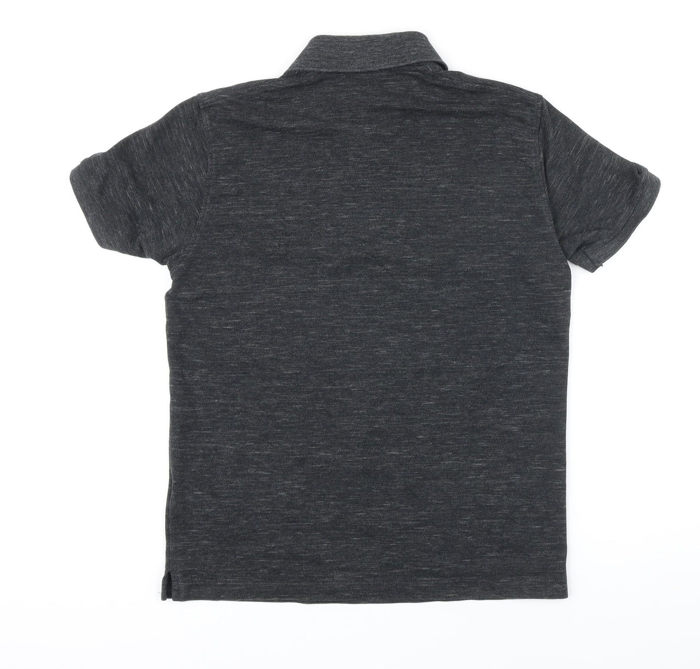 Uniqlo Mens Grey Cotton Polo Size S Collared Button