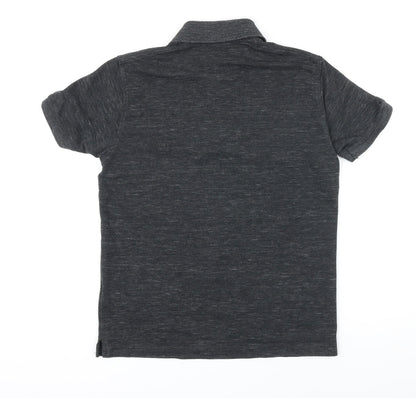 Uniqlo Mens Grey Cotton Polo Size S Collared Button