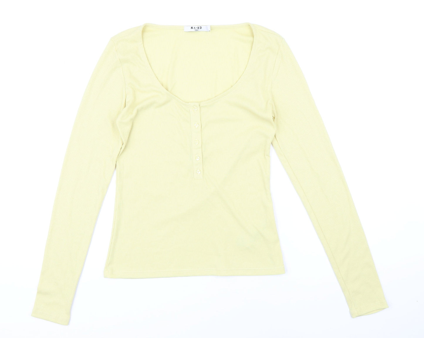 Womens UK Size S NA-KD Yellow Basic T-Shirt