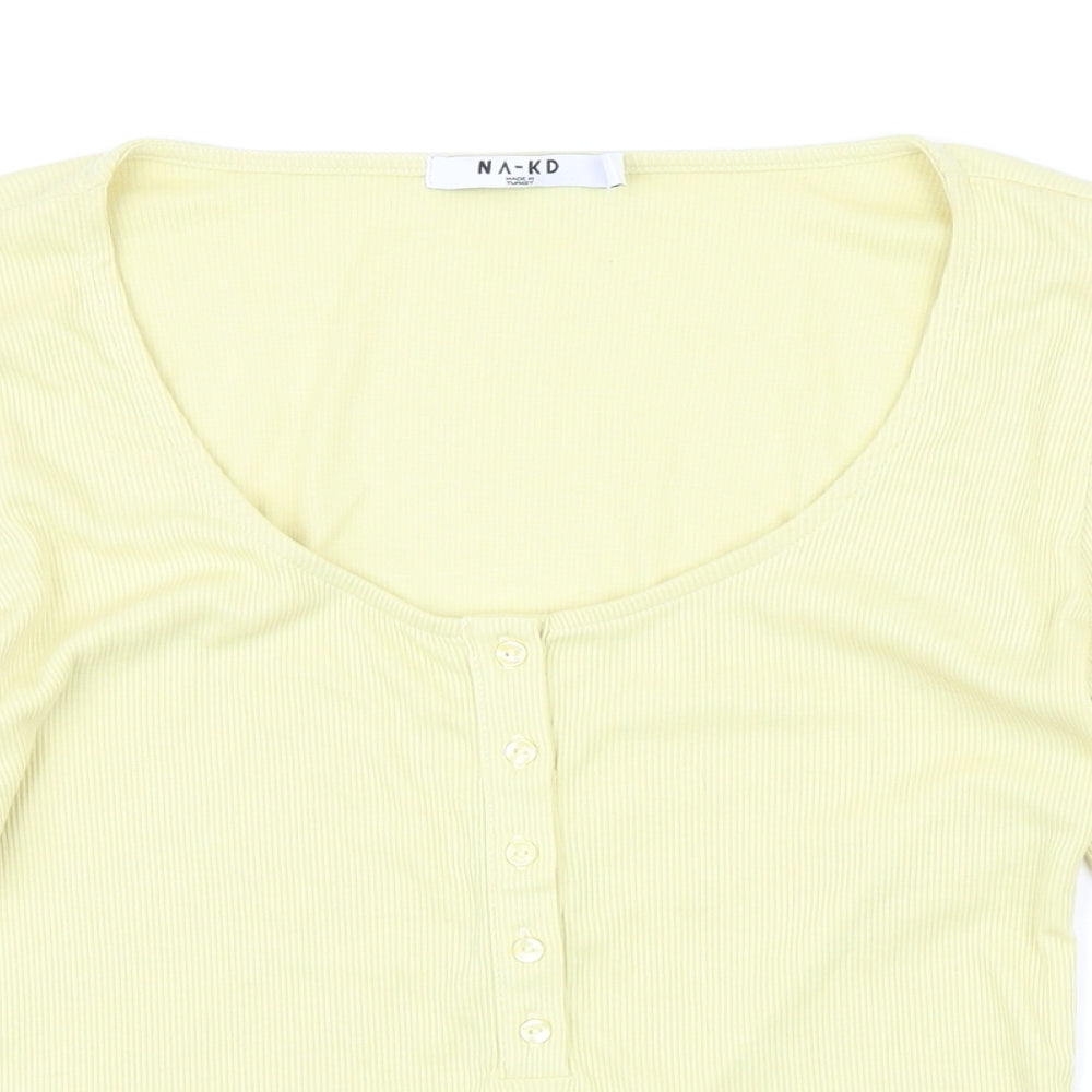 Womens UK Size S NA-KD Yellow Basic T-Shirt