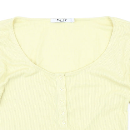 Womens UK Size S NA-KD Yellow Basic T-Shirt
