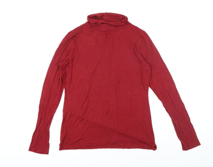 Ann Taylor Womens Red Viscose Basic T-Shirt Size M High Neck