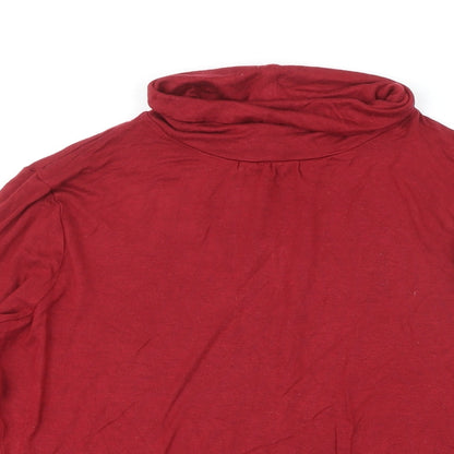 Ann Taylor Womens Red Viscose Basic T-Shirt Size M High Neck