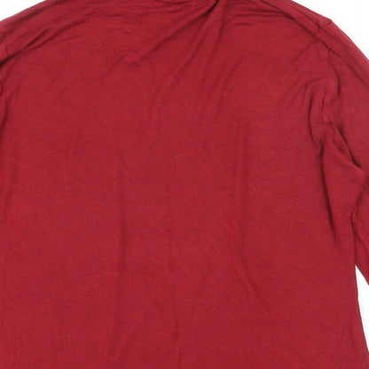 Ann Taylor Womens Red Viscose Basic T-Shirt Size M High Neck