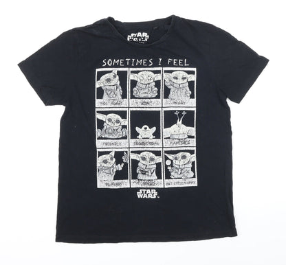 Star Wars Boys Black 100% Cotton Basic T-Shirt Size XL Round Neck - Star Wars