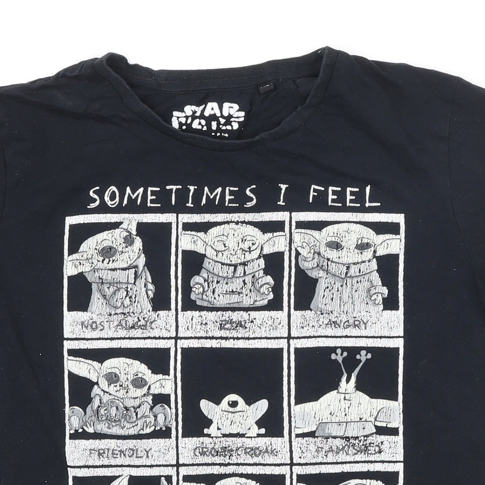 Star Wars Boys Black 100% Cotton Basic T-Shirt Size XL Round Neck - Star Wars
