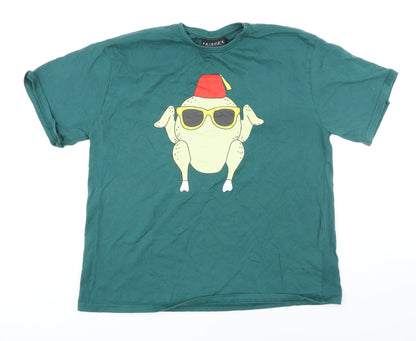 Womens UK Size 12 Friends Green Basic T-Shirt
