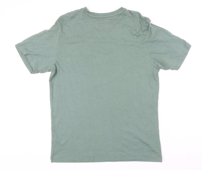 NEXT Mens Green Cotton T-Shirt Size M Round Neck