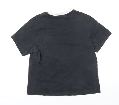 Addidas Womens Black 100% Cotton Basic T-Shirt Size 10 Round Neck