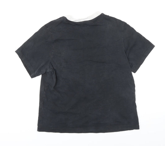 Addidas Womens Black 100% Cotton Basic T-Shirt Size 10 Round Neck