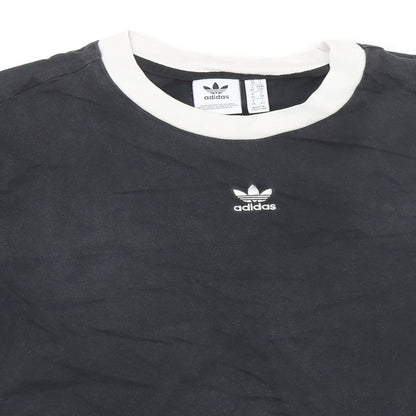 Addidas Womens Black 100% Cotton Basic T-Shirt Size 10 Round Neck