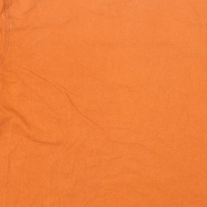 Timberland Mens Orange Herringbone Cotton T-Shirt Size M Round Neck