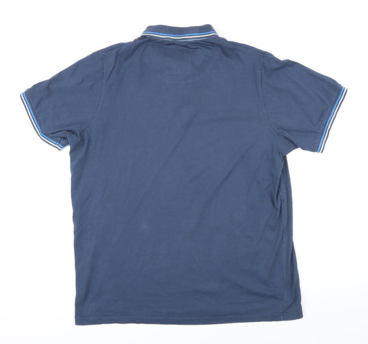 Smith & Jones Mens Blue Cotton Polo Size XL Collared Button