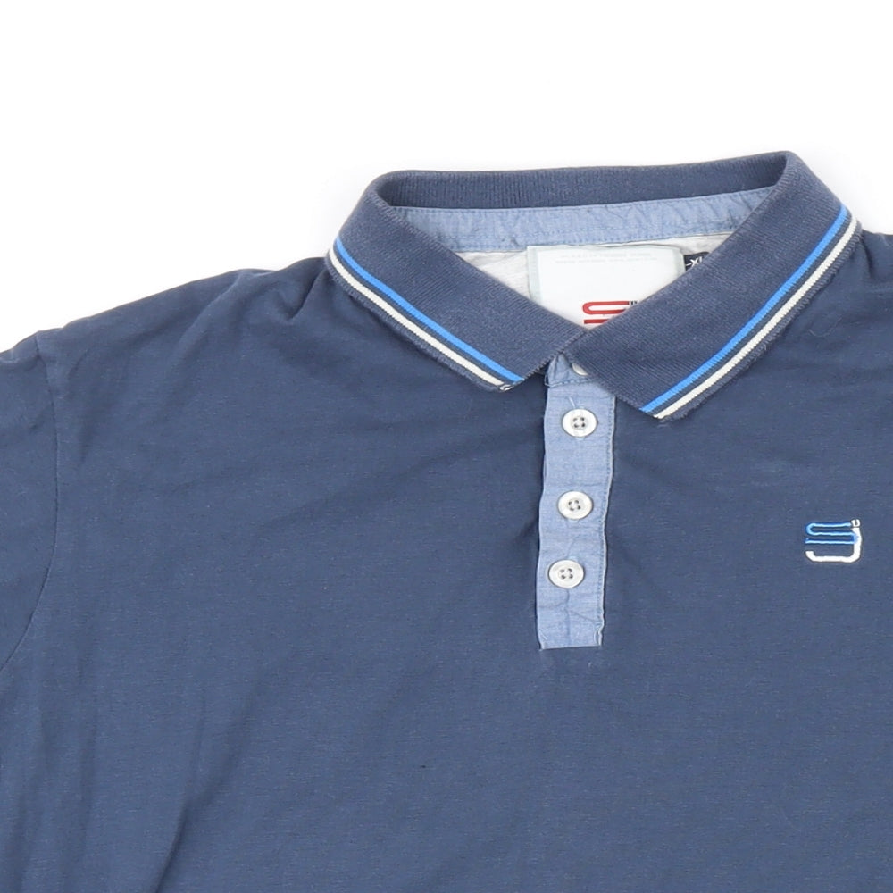 Smith & Jones Mens Blue Cotton Polo Size XL Collared Button