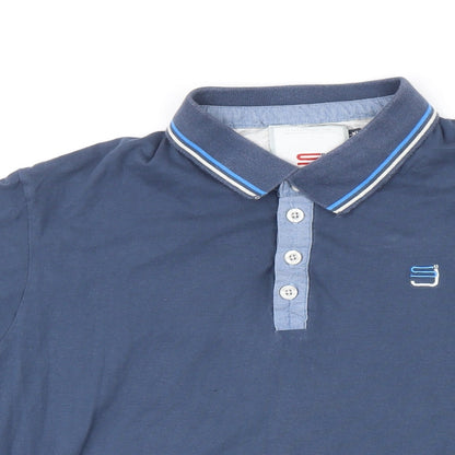 Smith & Jones Mens Blue Cotton Polo Size XL Collared Button