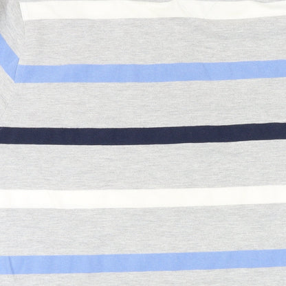 Classic Collection Mens Multicoloured Striped Cotton Polo Size 2XL Collared Button