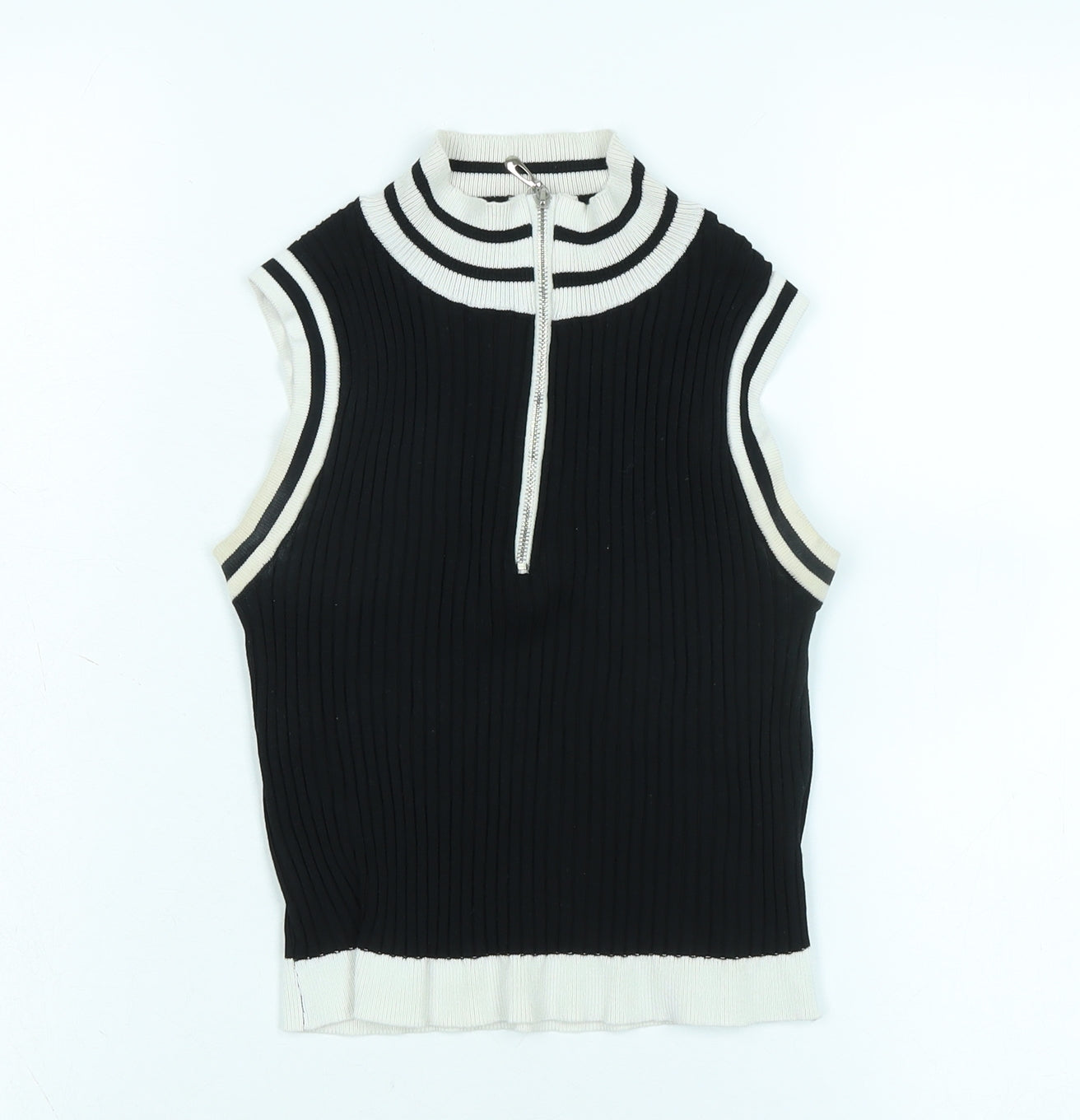 Womens UK Size M Pink Vanilla Black Vest Jumper