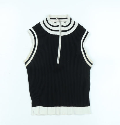 Womens UK Size M Pink Vanilla Black Vest Jumper