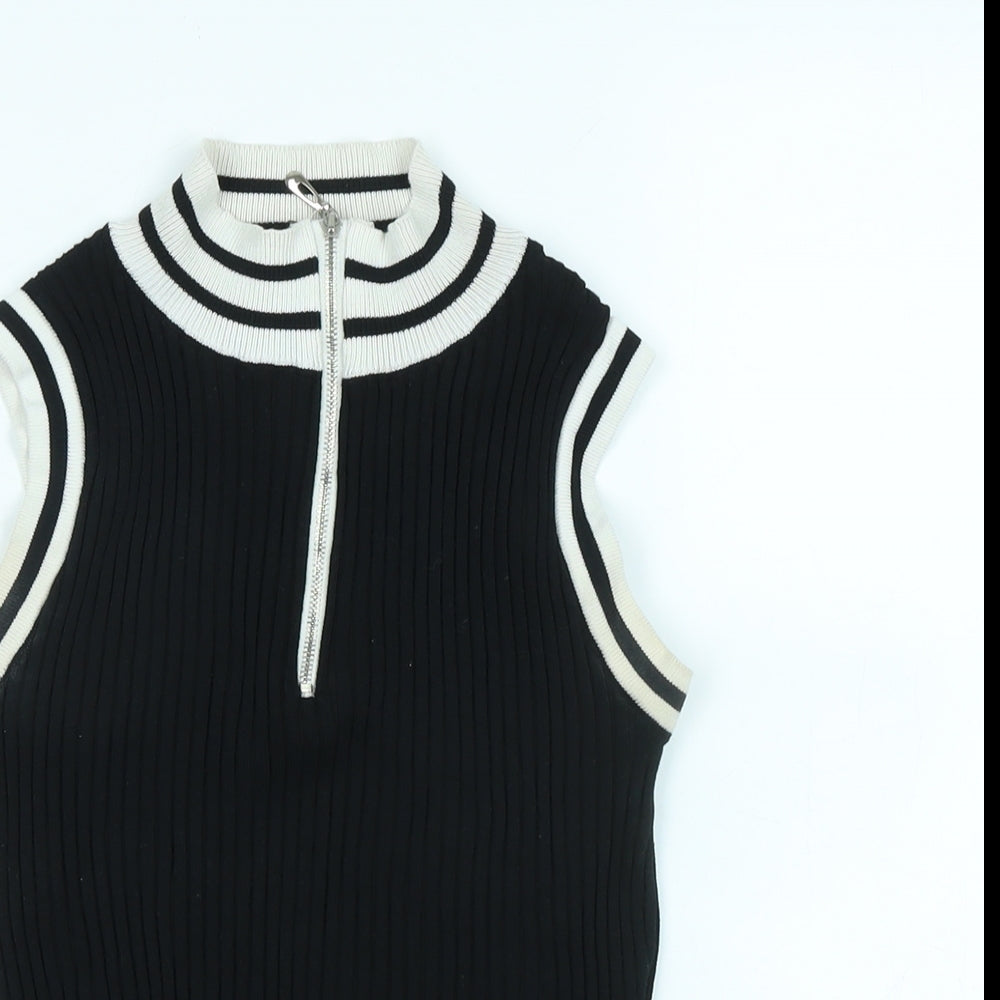 Womens UK Size M Pink Vanilla Black Vest Jumper