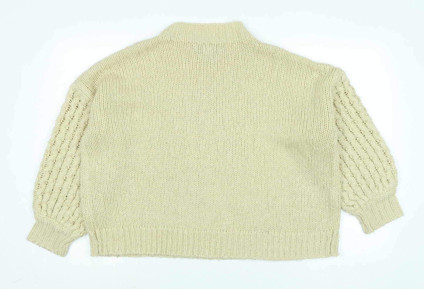 FOREVER 21 Womens Beige Mock Neck Acrylic Pullover Jumper Size M