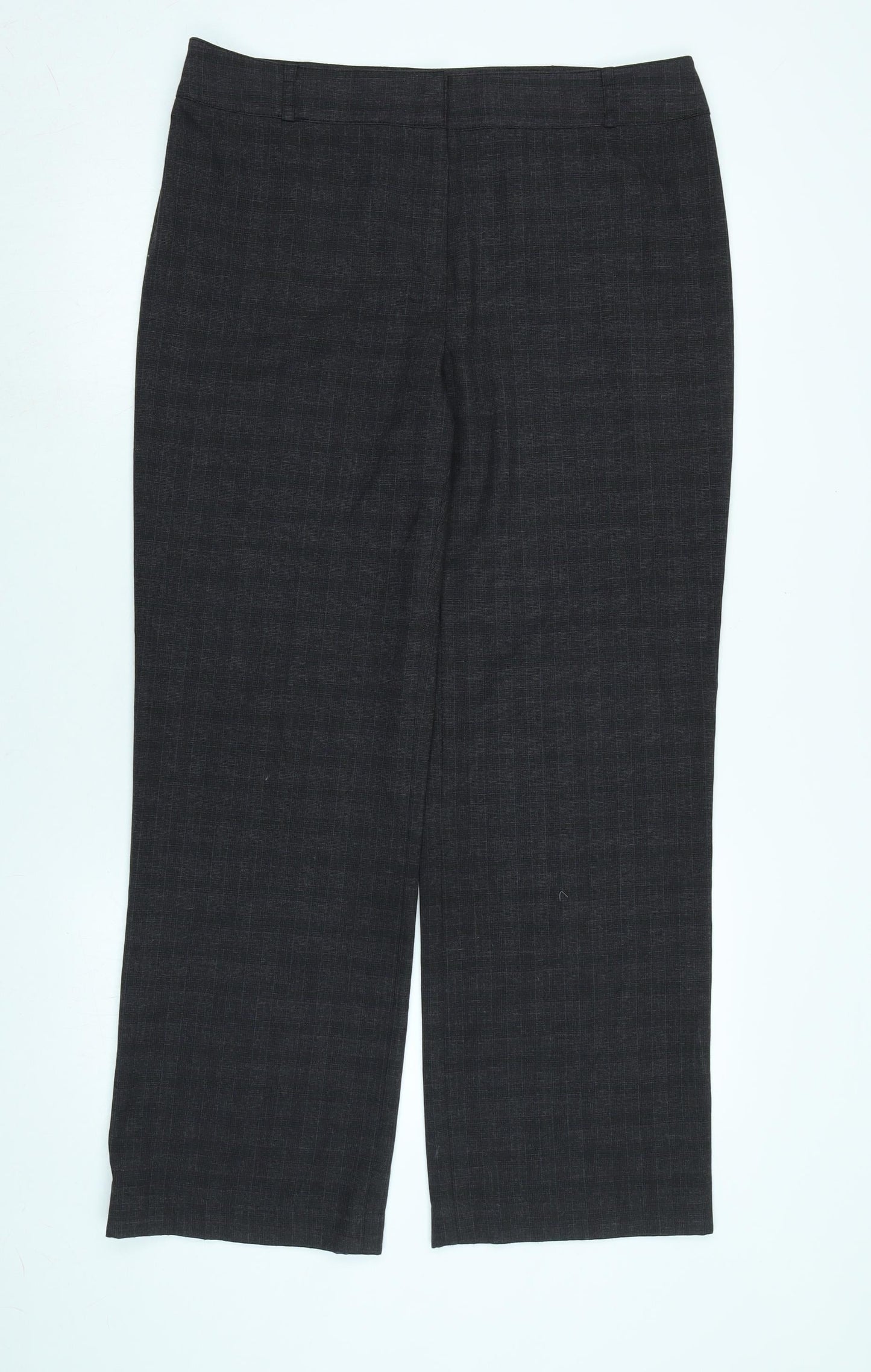 CC Womens Grey Cotton Trousers Size 14 L29 in Regular Zip