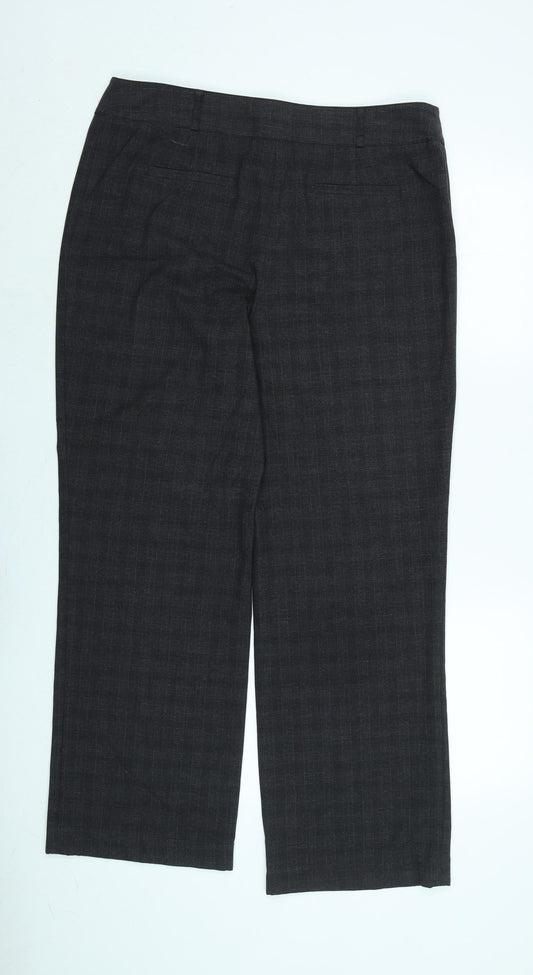 CC Womens Grey Cotton Trousers Size 14 L29 in Regular Zip