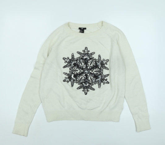 Womens UK Size M H&M Ivory Pullover Jumper