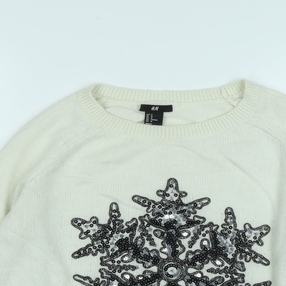 Womens UK Size M H&M Ivory Pullover Jumper