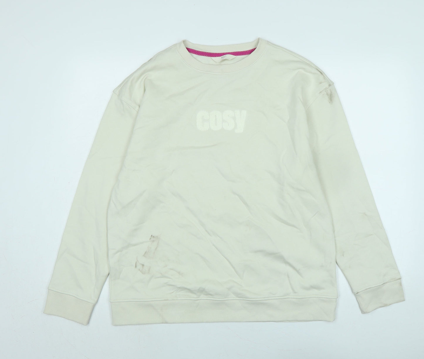 Womens UK Size 14 Marks and Spencer Ivory Pullover Sweatshirt