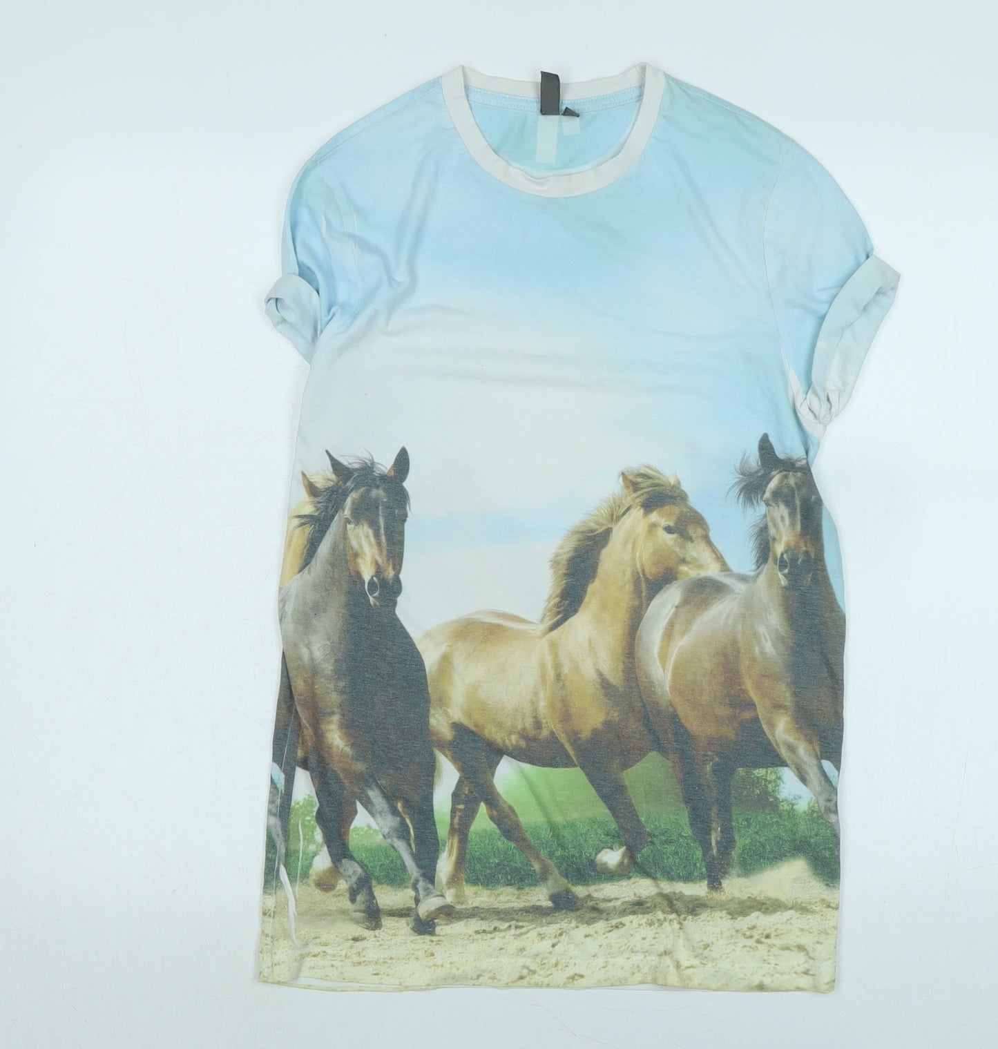 Womens UK Size S ASOS Blue Basic T-Shirt