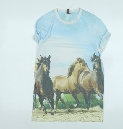 Womens UK Size S ASOS Blue Basic T-Shirt