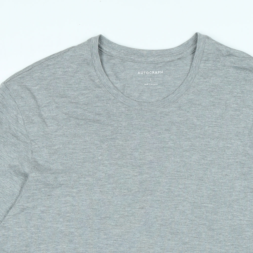 Autograph Womens Grey Cotton Basic T-Shirt Size L Crew Neck