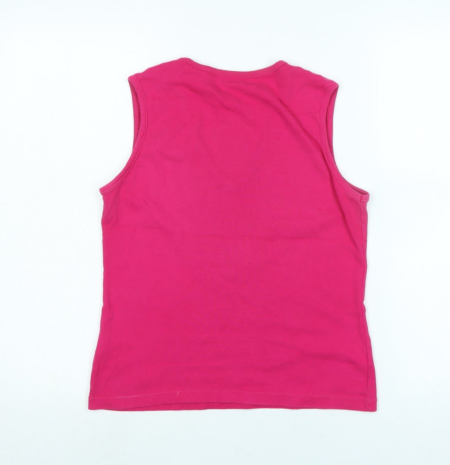 Dorothy Perkins Womens Purple Cotton Basic Tank Size 12 V-Neck - Faux gemstones detail .