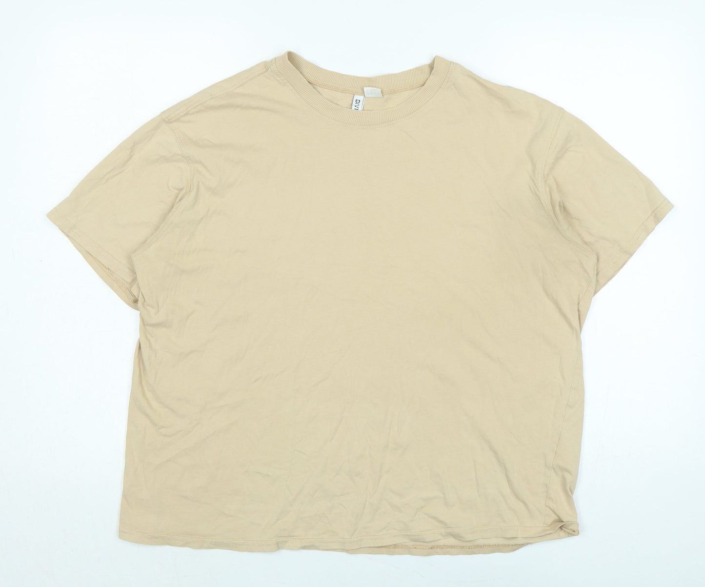 Womens UK Size M Divided Beige Basic T-Shirt