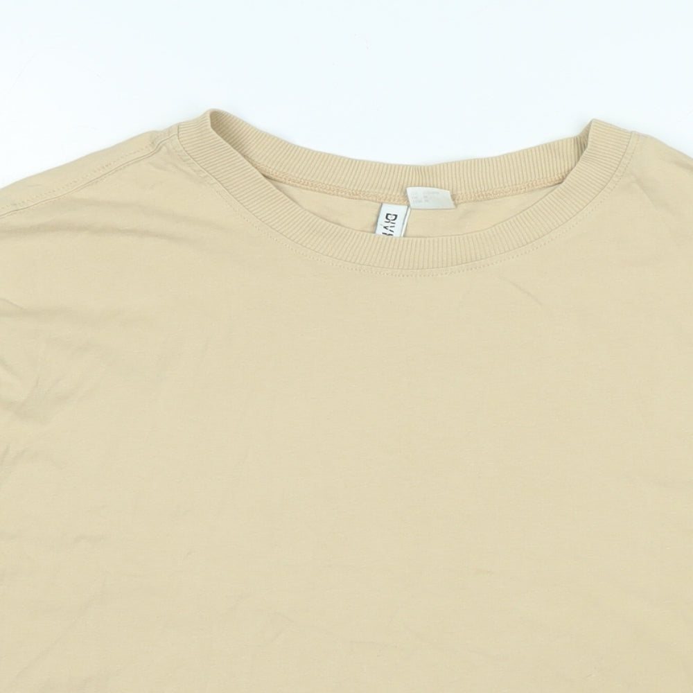 Womens UK Size M Divided Beige Basic T-Shirt