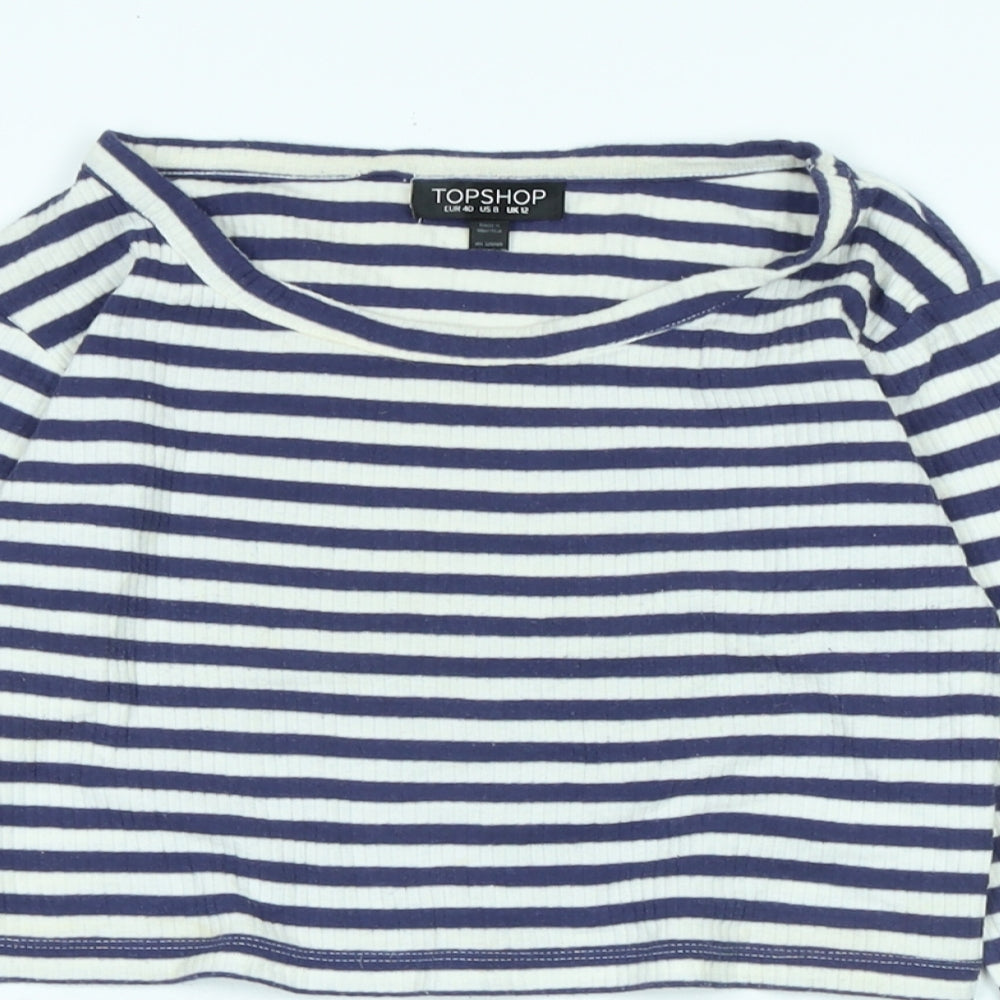 Womens UK Size 12 Topshop Blue Basic T-Shirt