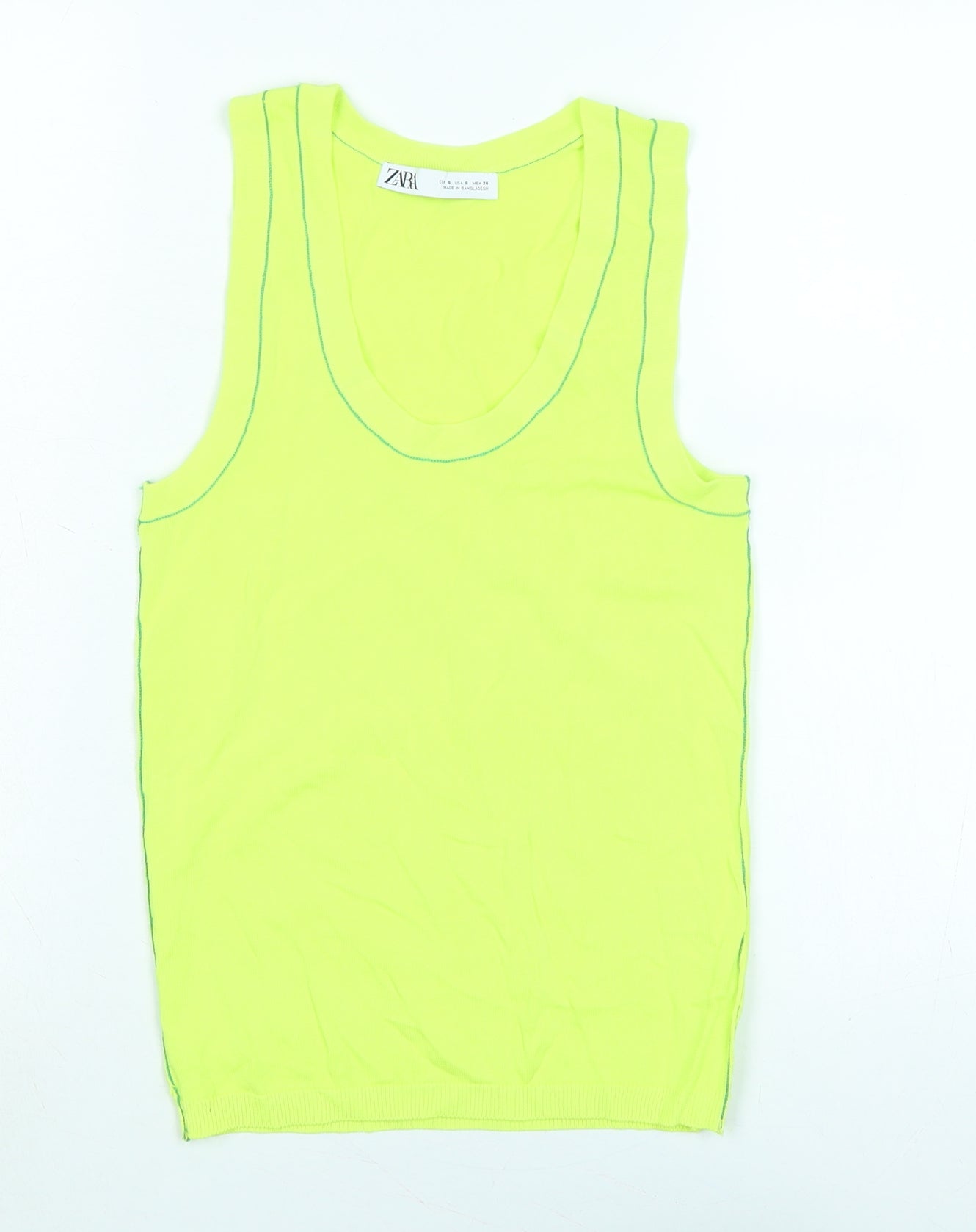 Womens UK Size S Zara Green Basic Tank