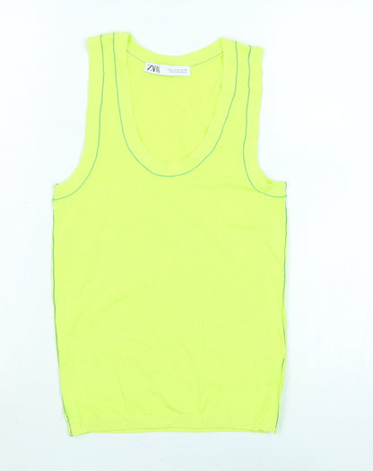 Womens UK Size S Zara Green Basic Tank