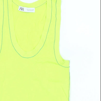 Womens UK Size S Zara Green Basic Tank