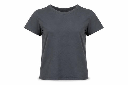 Divided Womens Grey Cotton Basic T-Shirt Size S Crew Neck