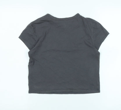 Divided Womens Grey Cotton Basic T-Shirt Size S Crew Neck